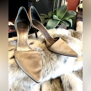 Giorgio Armani D’orsay Satin Taupe heels size 40 10B